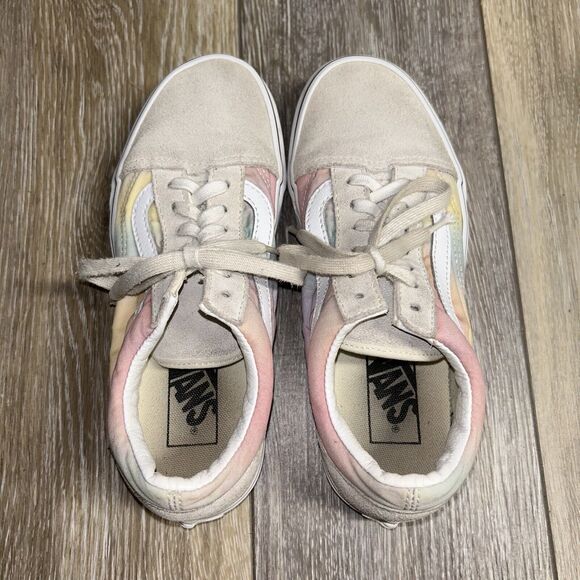 Vans Old Skool Womens US Size 6 Pink White Suede Skate Tie Dye Sneaker Shoes - Picture 8 of 11